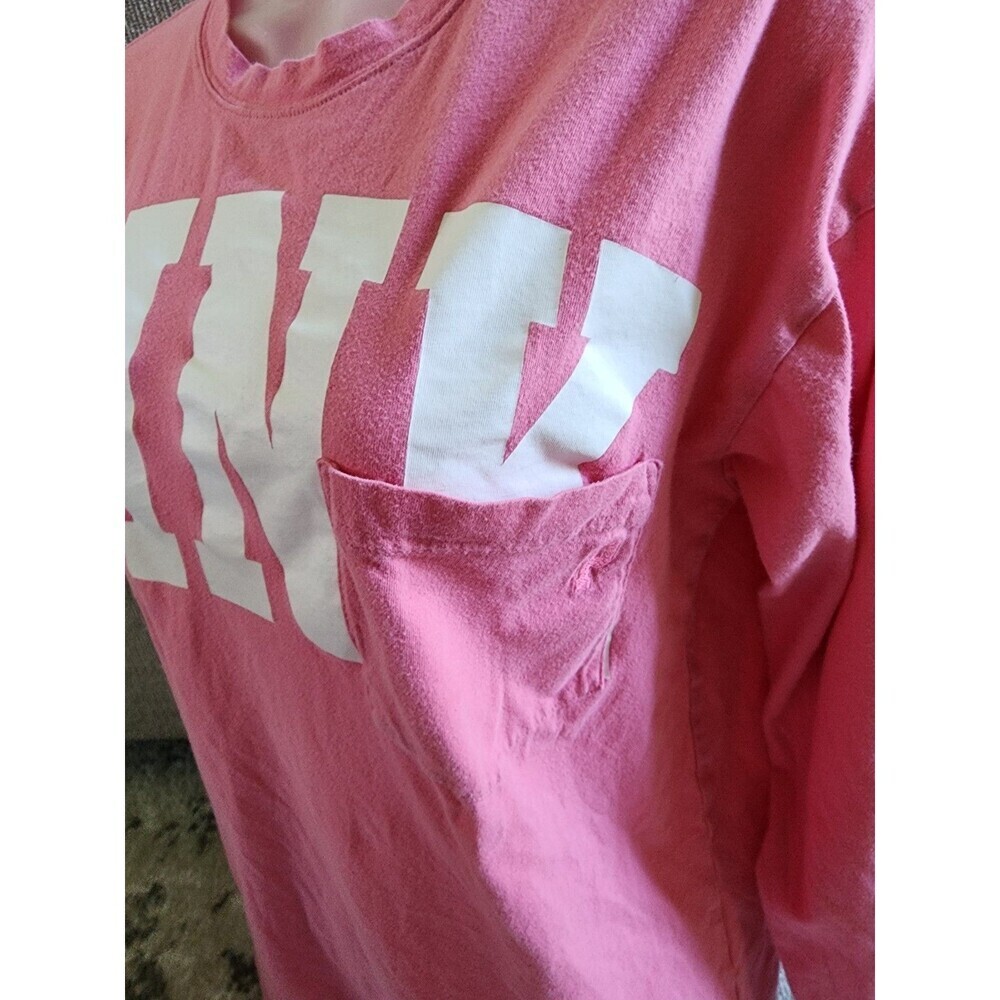 Victoria’s Secret Pink Oversized Long-Sleeve Shirt Logo PINK WHITE SIZE SMALL - Picture 3 of 8